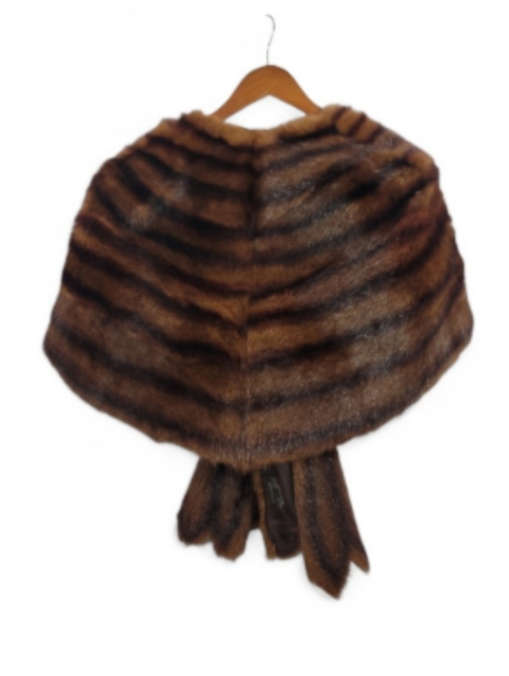 Vintage 50s Royal Furs Brown Mink Fur Stole Cross Front Capelet Shoulder Wrap - Picture 4 of 16